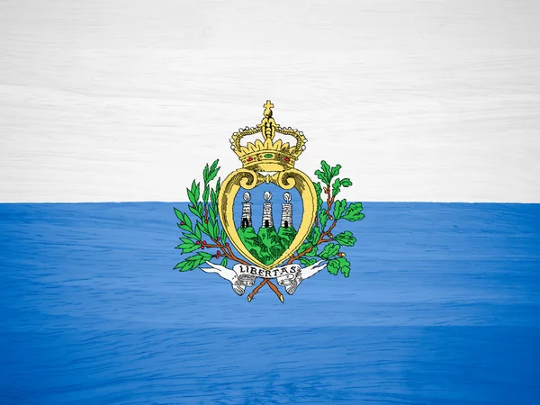 Bandera de San Marino sobre textura de madera —  Fotos de Stock
