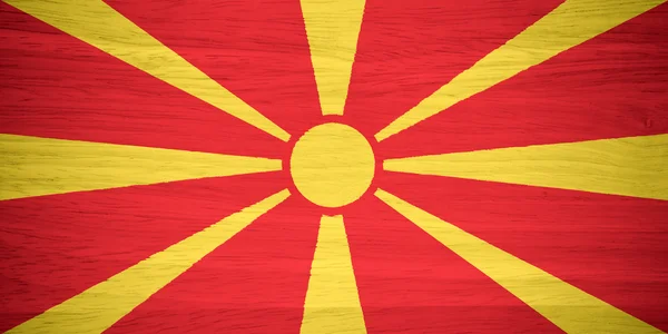 Ahşap doku Makedonya bayrağı — Stok fotoğraf