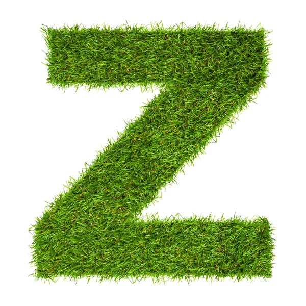 Letter Z made of green grass isolated on white — Stock Photo, Image