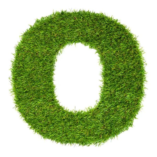 Letter O made of green grass isolated on white — Stock Photo, Image