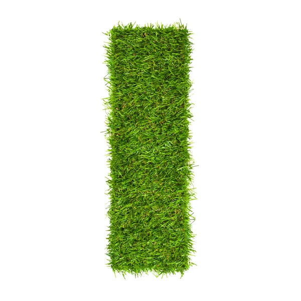 Letter I made of green grass isolated on white — Stock Photo, Image