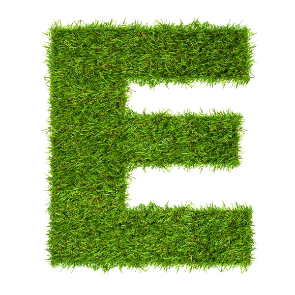 Letter E made of green grass isolated on white — Stock Photo, Image