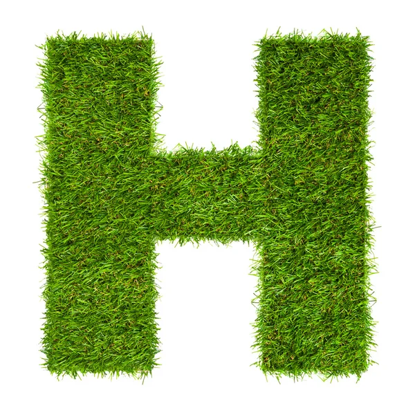 Letter H made of green grass isolated on white — Stock Photo, Image