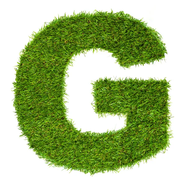 Letter G made of green grass isolated on white — Stock Photo, Image