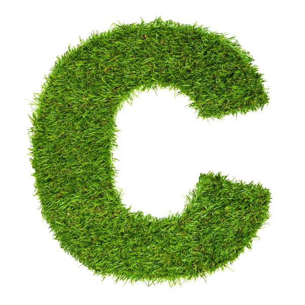 Letter C made of green grass isolated on white — Stock Photo, Image