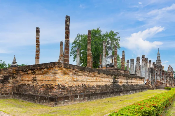 Krásná Socha Buddhy Wat Mahe Chrámu Sukhothai Historickém Parku Který — Stock fotografie