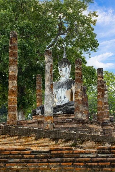 Eine Schöne Buddha Statue Wat Mahathat Tempel Sukhothai Historical Park — Stockfoto