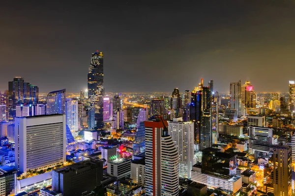 Bangkok Gece Manzarası Yüksek Binalar — Stok fotoğraf