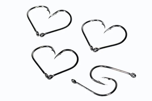 Fishing hooks of heart — Stock Photo, Image