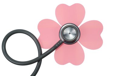sağlık stetoskop çiçek veya üzerinde beyaz izole phonendoscope.