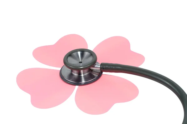 Medical stethoscope flower or phonendoscope isolated on white. — Stock Photo, Image