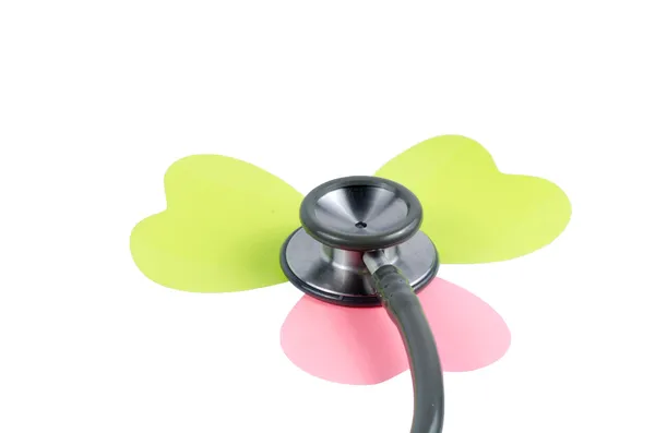Medical stethoscope flower or phonendoscope isolated on white. — Stock Photo, Image