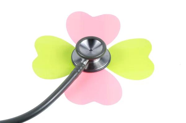 Stéthoscope médical fleur ou phonendoscope isolé sur blanc . — Photo