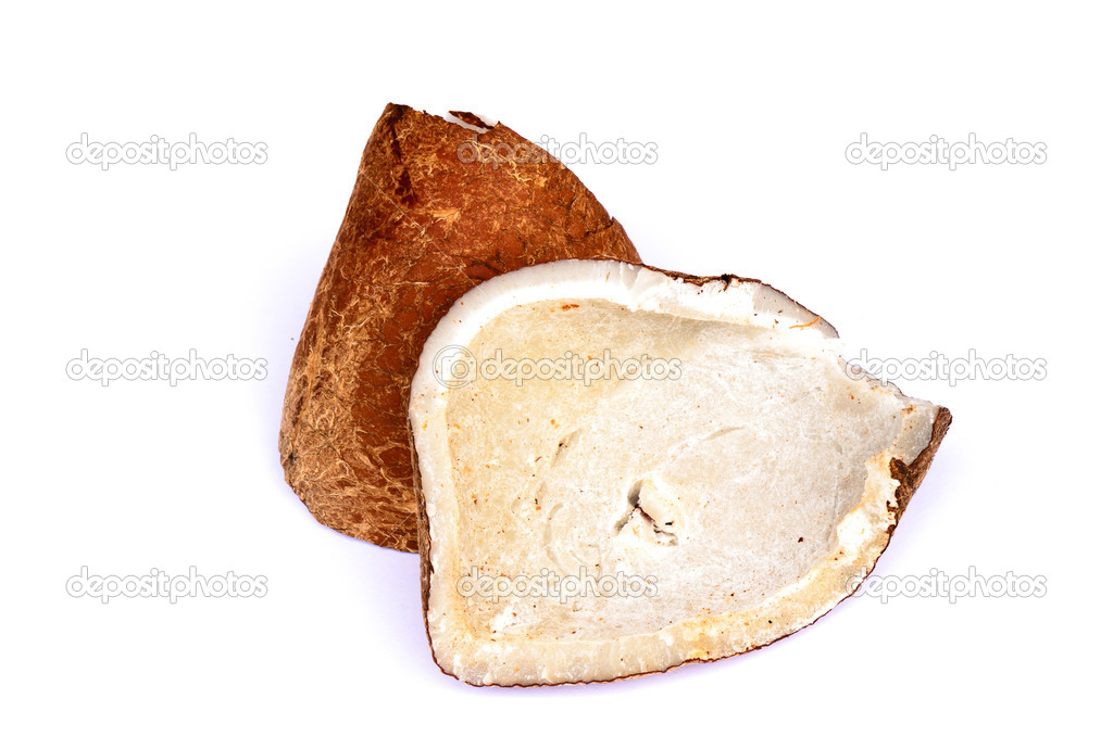 Dried Coconut Pieces on white