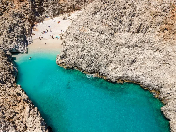 Vista Aérea Superior Por Drone Seitan Limania Agiou Stefanou Praia — Fotografia de Stock