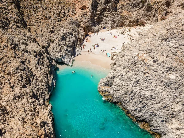 Aerial Top View Drone Beach Seitan Limania Bay Turquoise Water — Stockfoto