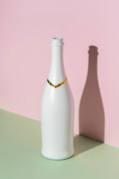 White Champagne Bottle Bright Background Minimal Party Concept — Stock fotografie