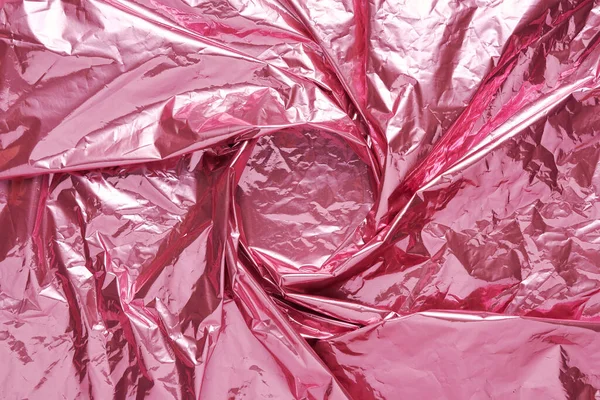 Abstract Roze Verschrompelde Folie Achtergrond Minimaal Partijconcept — Stockfoto