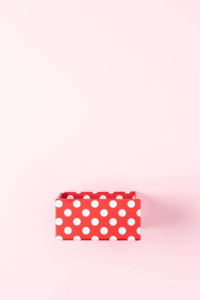 Red Gift Box Pink Background Minimal Holiday Concept — 图库照片