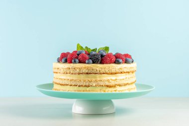 Masada taze böğürtlenli ev yapımı kek..