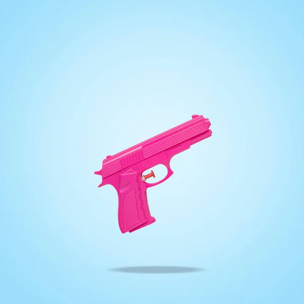 Pink Handgun Bright Blue Background Minimal Creative Concept — Stockfoto