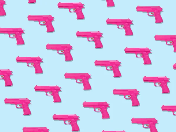 Colorful Pastel Pattern Made Pink Handguns Minimal Creative Concept — Stockfoto