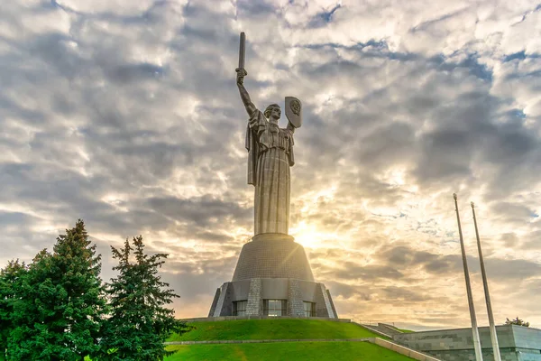 Vue Monument Patrie Kiev Ukraine Coucher Soleil — Photo