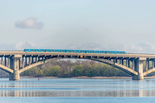 Bahn Brücke Über Den Dnipro Kiew Ukraine — Stockfoto