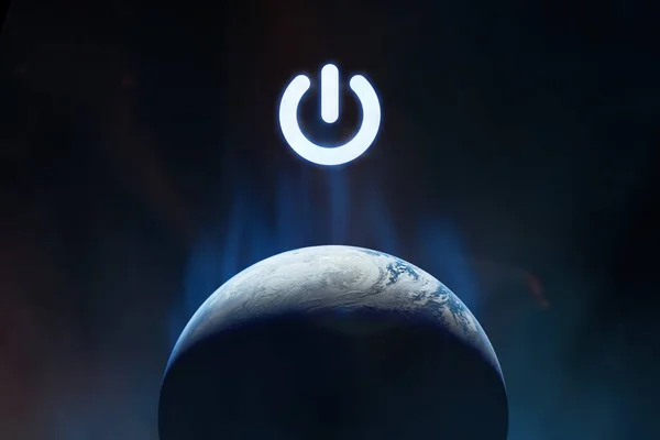 Power Button Earth Planet Outer Space Elements Image Furnished Nasa — Stock Photo, Image