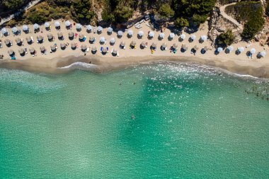 Voulisma plajı, Istron, Girit, Yunanistan 'ın İHA' sının hava manzarası.