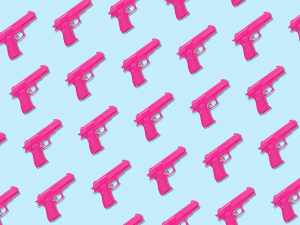 Colorful Pastel Pattern Made Pink Handguns Minimal Creative Concept — Stock Photo, Image