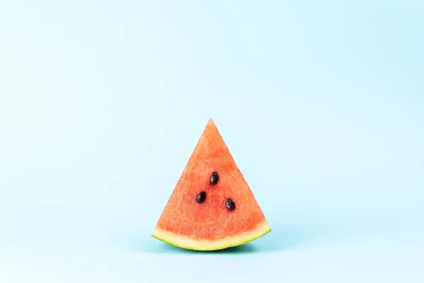 Slice Watermelon Pastel Blue Background Summer Holiday Concept — Stockfoto