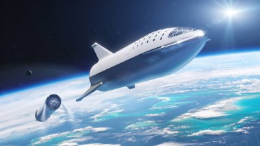 Star ship in low-Earth orbit. Elements of this image furnished by NASA.