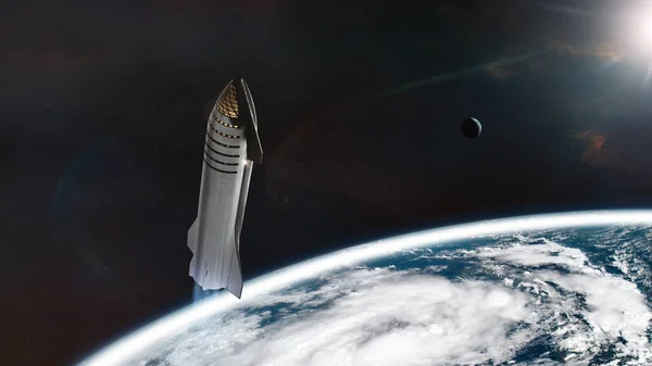 Heavy Starship Low Earth Orbit Elements Image Furnished Nasa — Stockfoto