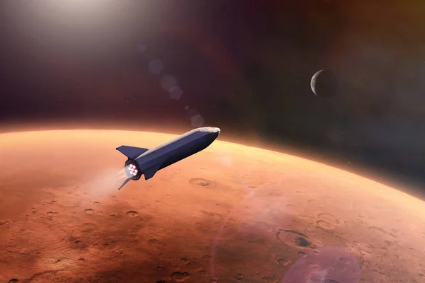 Star ship take off mission from Mars planet. Elements of this image furnished by NASA.