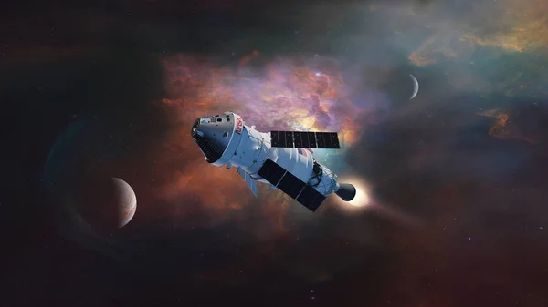 Artemis uzay programı. Uzayın derinliklerinde Orion uzay aracı. Bu görüntünün elementleri NASA tarafından desteklenmektedir.