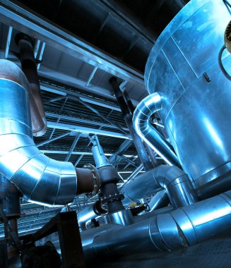 donanımları, kablolar ve borular modern Endüstr içinde bulunan