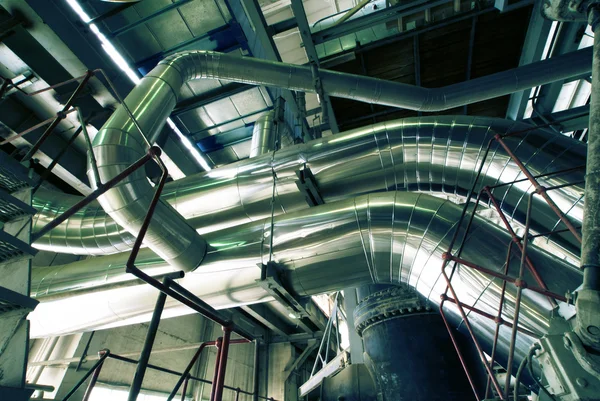 Equipment, cables and piping as found inside of industrial powe — Stock Photo, Image