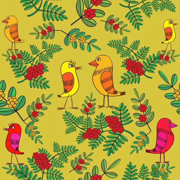 Les petits oiseaux chantent des chansons. Texture sans couture . — Image vectorielle
