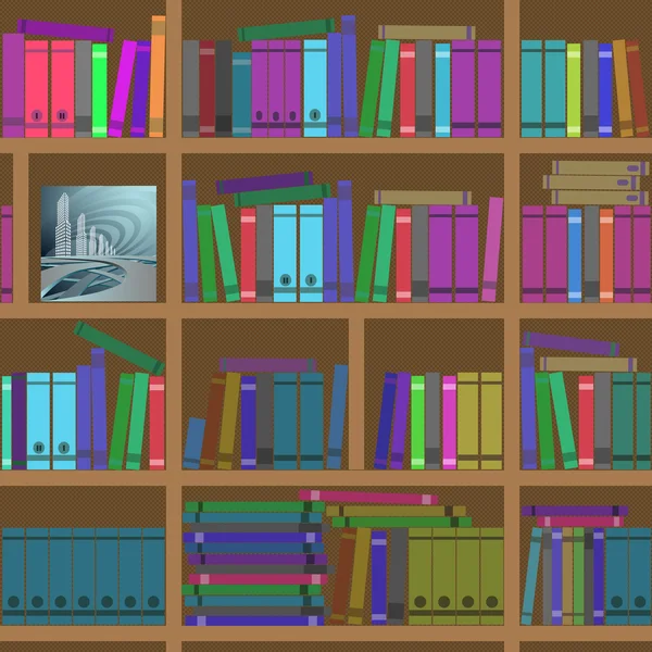 Bookshelves. Seamless texture. — Stock Vector