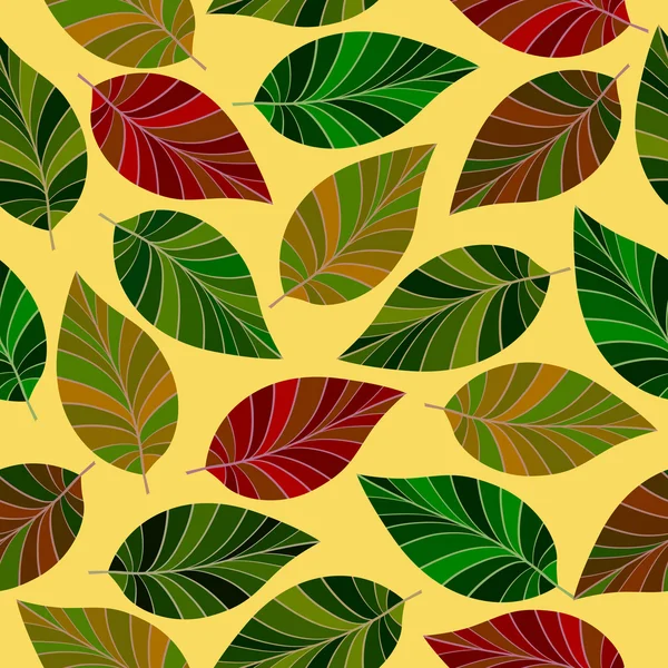 Sans couture. Les feuilles et les branches . — Image vectorielle