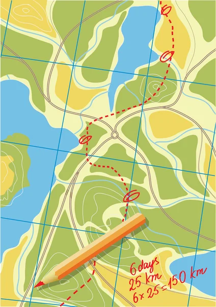 Mapa del viaje en los bosques . — Archivo Imágenes Vectoriales