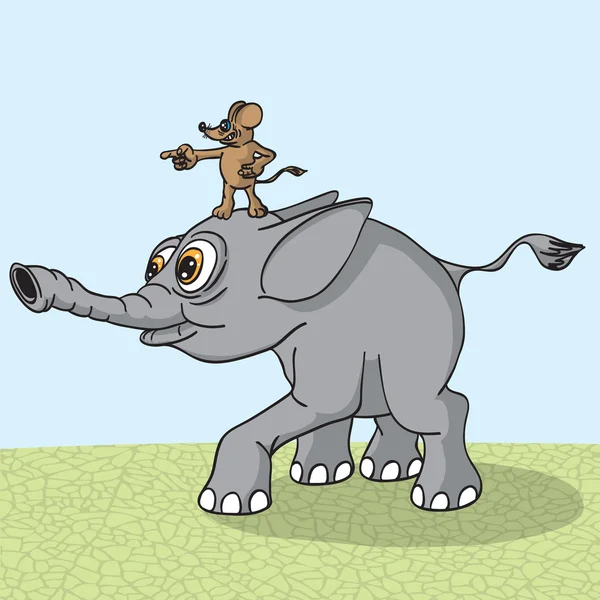 코끼리 실행 마우스. — 스톡 벡터