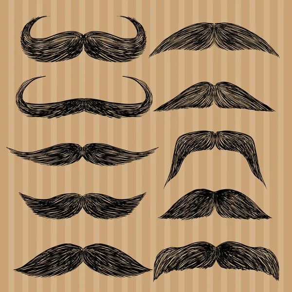 Different types of mustaches. Retro style. — Stock Vector