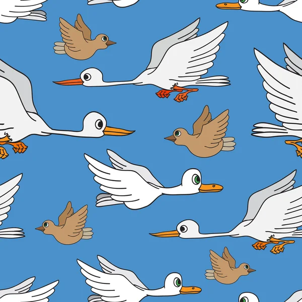 Seamless background. Birds flying in the sky. Stock Vector