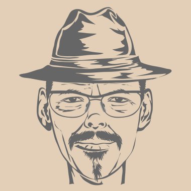 genç adam şapka ve gözlük.