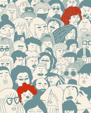 Daha fazla insan posteri. Sürekli çizim yapan minimalizm tasarımı çizimi el çizimi soyut illüstrasyon. İş arkadaşları. Şehir caddesinde işten önce ya da sonra yürüyen insanlar.