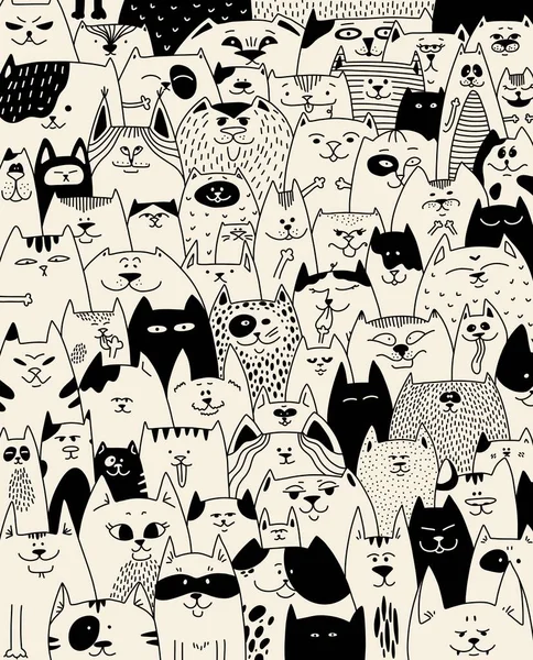 Kedilerle Dolu Bir Bir Sürü Farklı Kedi Kedilerin Karakterleri Evcil — Stok fotoğraf