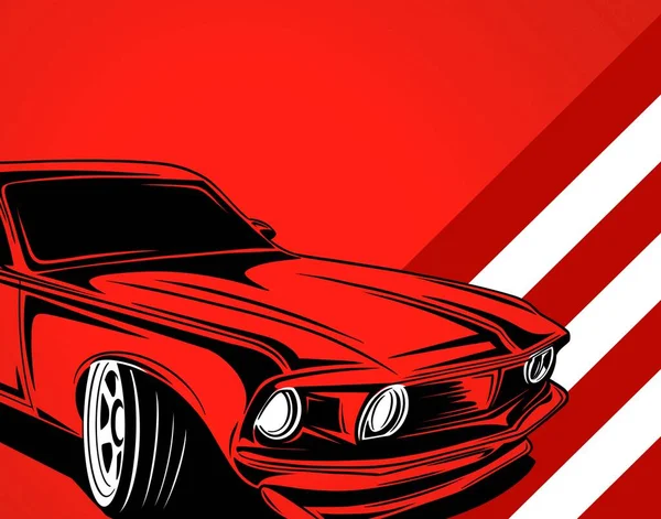 Αφίσα Αυτοκινήτου Μπάνερ Για Σέρβις Αυτοκινήτου Σπορ Αυτοκίνητο Κόκκινο Φόντο — Φωτογραφία Αρχείου