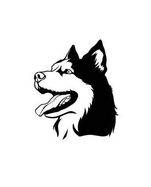 Husky kafa çizimi. Logo köpekleri. Kurt amblemi.